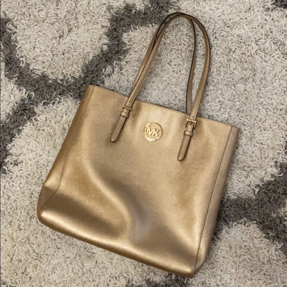 Metallic gold Jet set Michael Kors MacBook tote